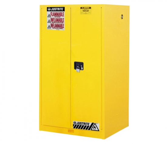 Justrite 60 Gallon Cabinet Manual Door Yellow Flammable Safe Sure-Grip EX Justrite 896000